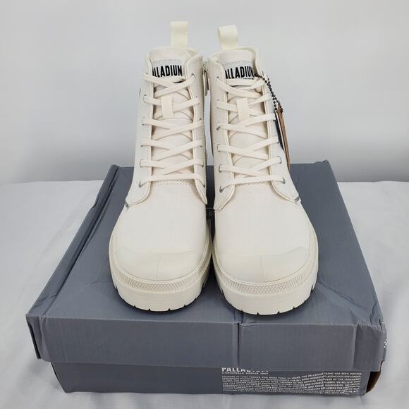 Palladium Unisex W8/M6.5 Pallabase Twill Platform Boots Star White 96907-116-M - Picture 7 of 9